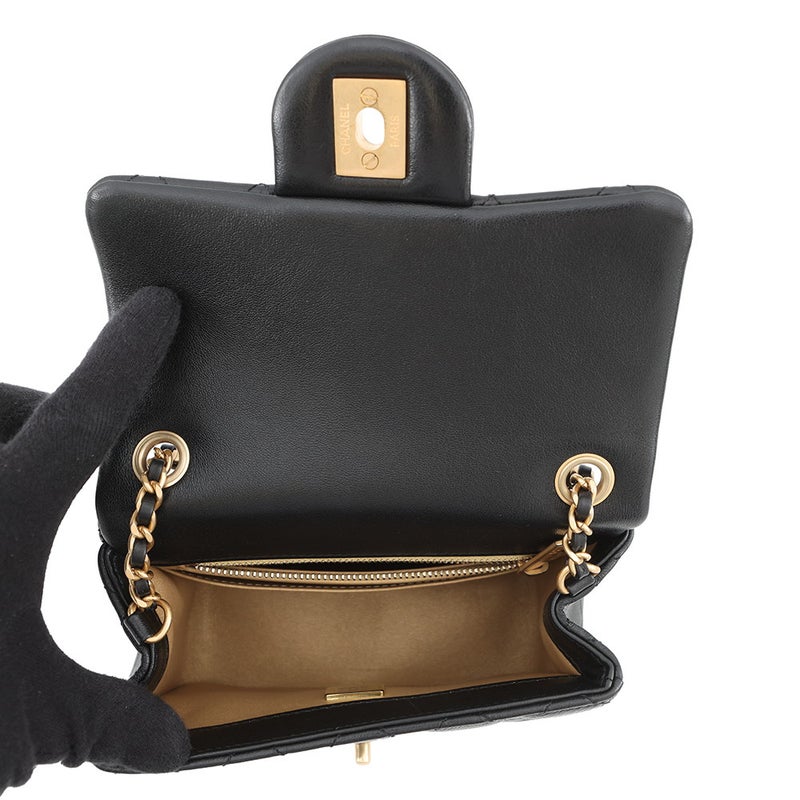 シャネル チェーンショルダーバッグ ミニマトラッセ ラムスキン AS1786 CHANEL ココボール 黒