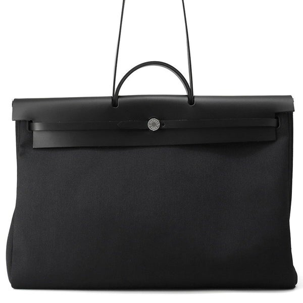 エルメス ショルダーバッグ エールバッグジップGM ブラック/シルバー金具 トワルミリタリー/ヴァッシュハンター W刻印 黒