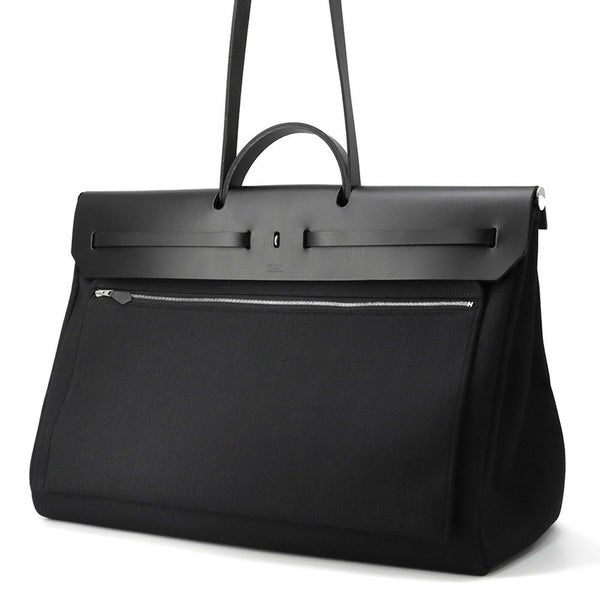 エルメス ショルダーバッグ エールバッグジップGM ブラック/シルバー金具 トワルミリタリー/ヴァッシュハンター W刻印 黒