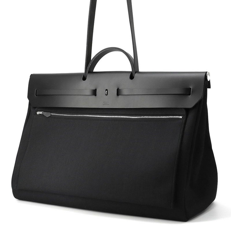 エルメス ショルダーバッグ エールバッグジップGM ブラック/シルバー金具 トワルミリタリー/ヴァッシュハンター W刻印 黒