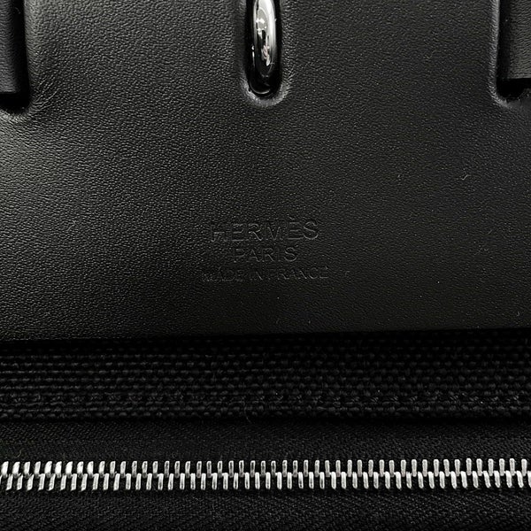 エルメス ショルダーバッグ エールバッグジップGM ブラック/シルバー金具 トワルミリタリー/ヴァッシュハンター W刻印 黒