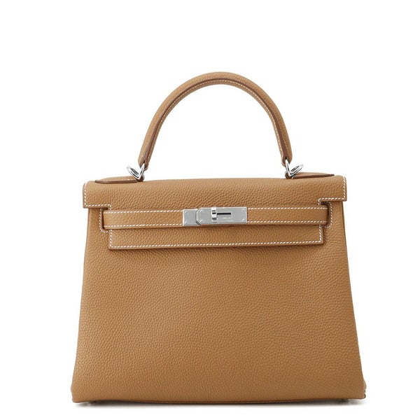 エルメス ハンドバッグ ケリー28 内縫い ゴールド/シルバー金具 トゴ K刻印 2wayショルダー