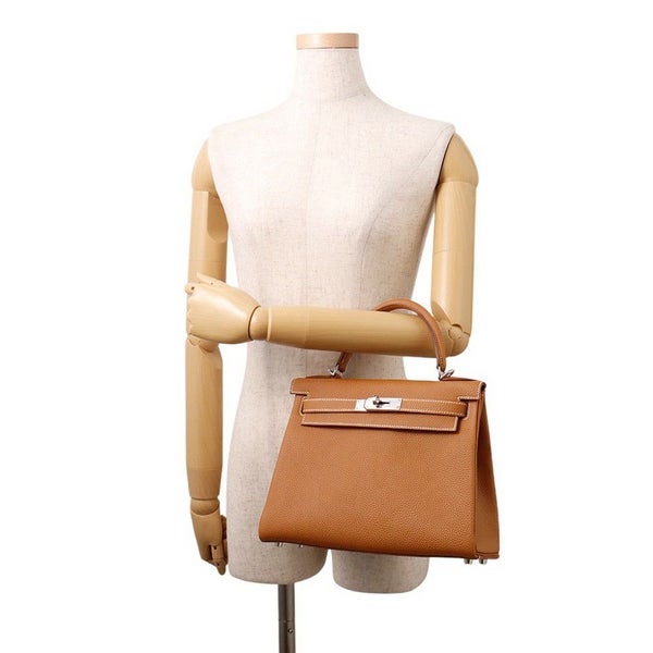 エルメス ハンドバッグ ケリー28 内縫い ゴールド/シルバー金具 トゴ K刻印 2wayショルダー