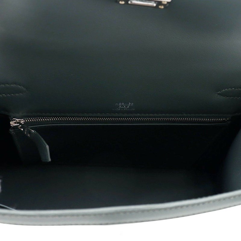エルメス ハンドバッグ ケリー25 外縫い ヴェールマングローブ/エクリュ/シルバー金具 スイフト/トワルアッシュ K刻印 2wayショルダー
