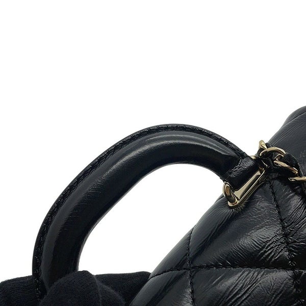 シャネル ハンドバッグ ココマーク マトラッセ ミニ トップハンドル シャイニーカーフレザー AS4543 2way 黒