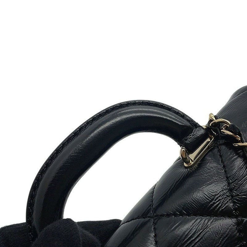 シャネル ハンドバッグ ココマーク マトラッセ ミニ トップハンドル シャイニーカーフレザー AS4543 2way 黒