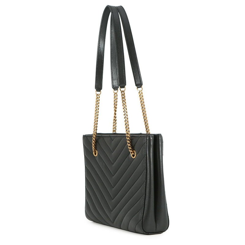 イヴサンローラン チェーントートバッグ トライベッカ Vステッチ レザー 568865 SAINT LAURENT PARIS 黒