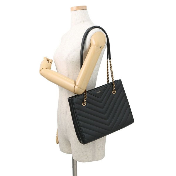 イヴサンローラン チェーントートバッグ トライベッカ Vステッチ レザー 568865 SAINT LAURENT PARIS 黒
