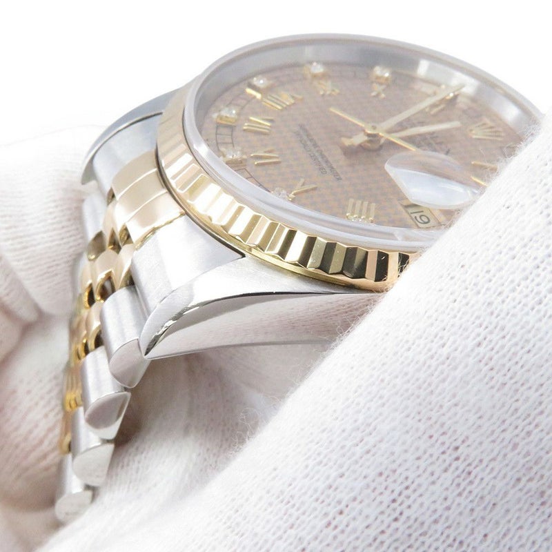 ロレックス デイトジャスト S番 SS/K18YG 116233G ROLEX 腕時計 シャンパン/ハウンドトゥース文字盤 10Pダイヤ