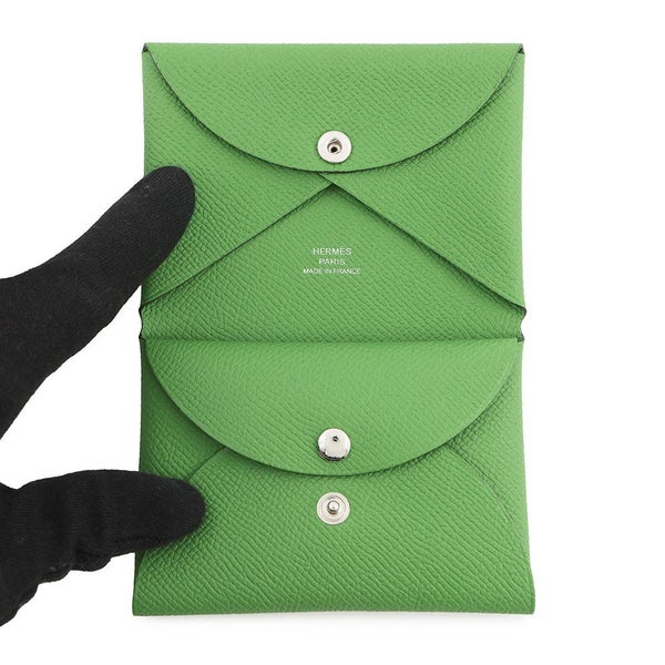 エルメス コインケース カルヴィ デュオ ヴェールユッカ/シルバー金具 エプソン K刻印 財布