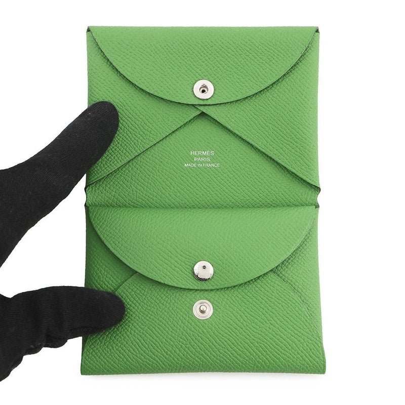 エルメス コインケース カルヴィ デュオ ヴェールユッカ/シルバー金具 エプソン K刻印 財布