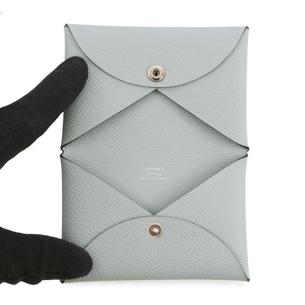 エルメス カードケース カルヴィ ブルーグラシエ エプソン K刻印 HERMES 名刺入れ