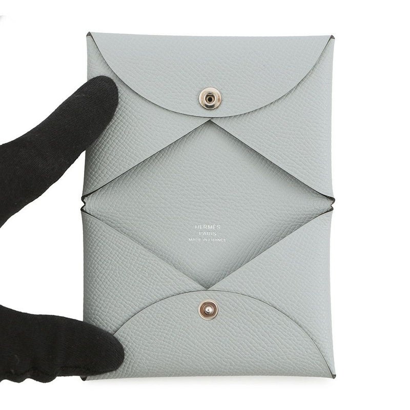エルメス カードケース カルヴィ ブルーグラシエ エプソン K刻印 HERMES 名刺入れ