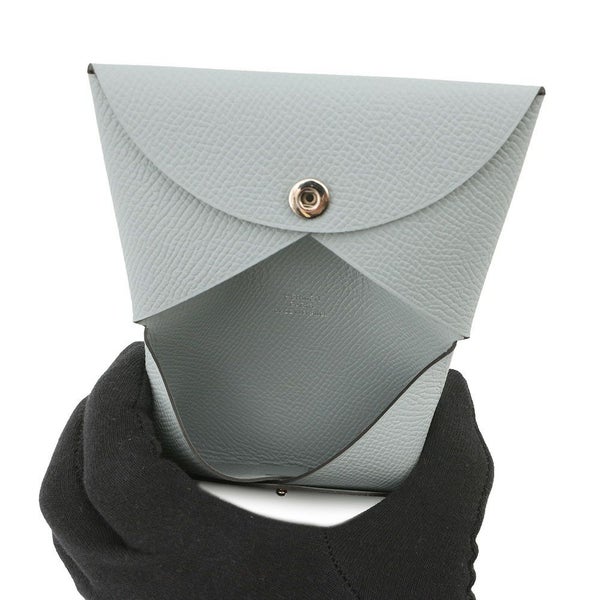 エルメス カードケース カルヴィ ブルーグラシエ エプソン K刻印 HERMES 名刺入れ