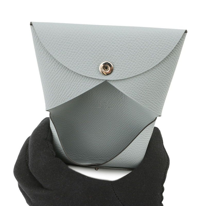 エルメス カードケース カルヴィ ブルーグラシエ エプソン K刻印 HERMES 名刺入れ