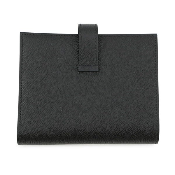 エルメス 二つ折り財布 ベアンコンパクト ブラック/ブラック金具 ヴォーマダム W刻印 黒