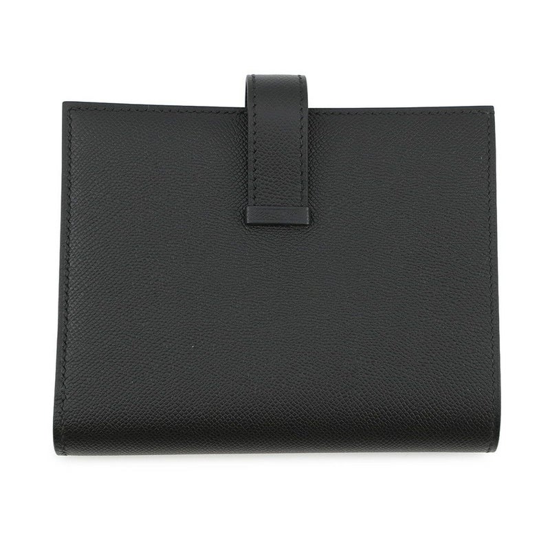 エルメス 二つ折り財布 ベアンコンパクト ブラック/ブラック金具 ヴォーマダム W刻印 黒