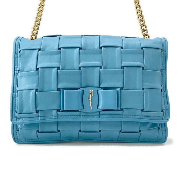 フェラガモ チェーンショルダーバッグ VIVA BOW ヴァラリボン レザー 21I446 Ferragamo