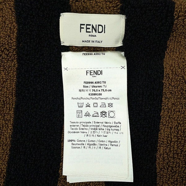 フェンディ ポンチョ ペカン ストライプ コットン FENDI アウター フード付き 黒