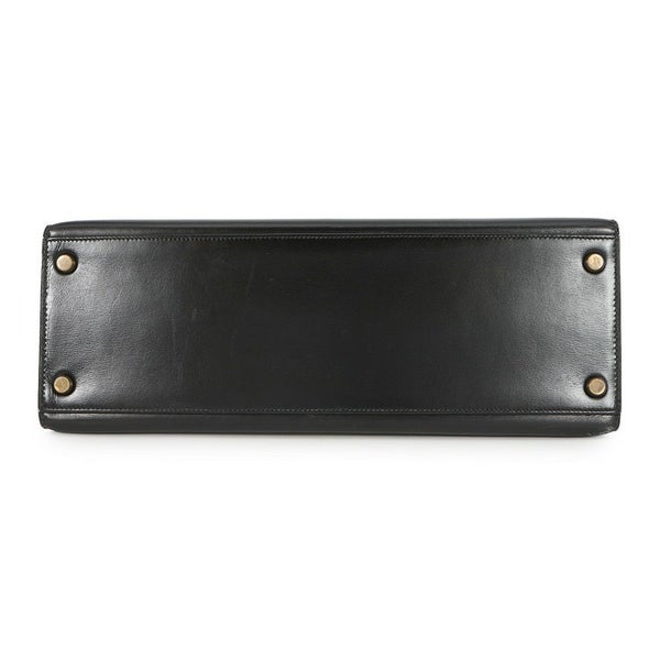 エルメス ハンドバッグ ケリー32 外縫い ブラック/ゴールド金具 ボックスカーフ 〇K刻印 黒 クラシックケリー ヴィンテージ