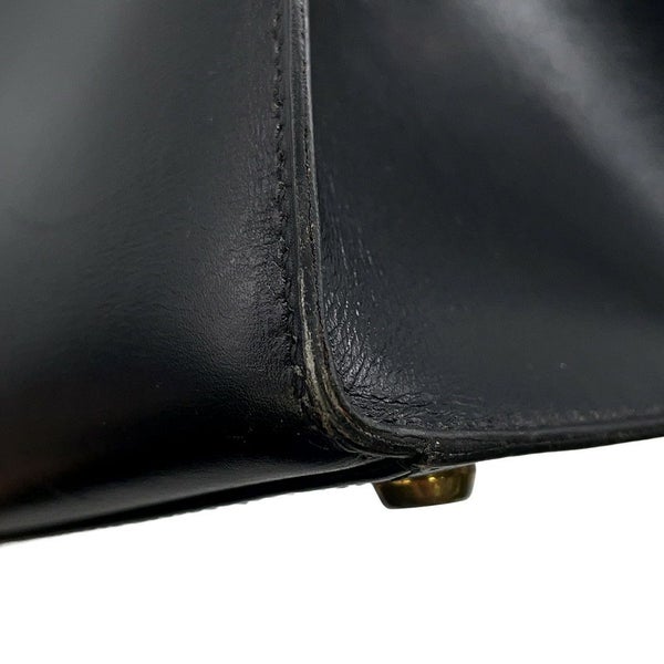 エルメス ハンドバッグ ケリー32 外縫い ブラック/ゴールド金具 ボックスカーフ 〇K刻印 黒 クラシックケリー ヴィンテージ