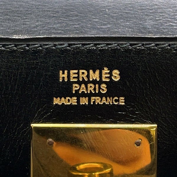 エルメス ハンドバッグ ケリー32 外縫い ブラック/ゴールド金具 ボックスカーフ 〇K刻印 黒 クラシックケリー ヴィンテージ