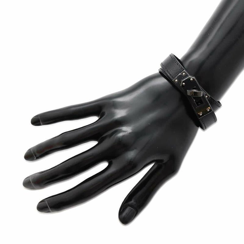 エルメス ブレスレット ケリー・ドゥブルトゥール ブラック/ブラック金具 シェブルミゾル サイズT2 W刻印 ソーブラック 黒