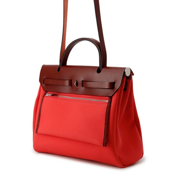 エルメス エールバッグジップPM ルージュセリエ/シルバー金具 トワルオフィシエ/ボックスカーフ B刻印