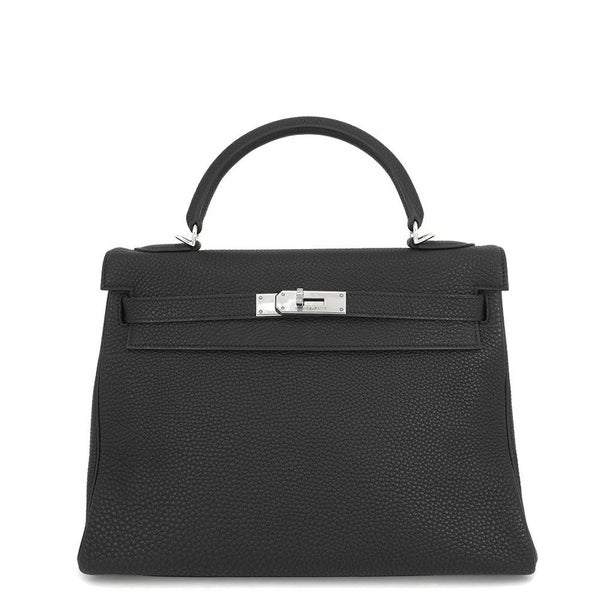 エルメス ハンドバッグ ケリー32 内縫い ブラック/シルバー金具 トゴ □F刻印 2wayショルダー 黒