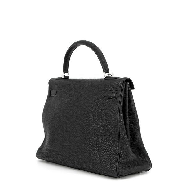エルメス ハンドバッグ ケリー32 内縫い ブラック/シルバー金具 トゴ □F刻印 2wayショルダー 黒