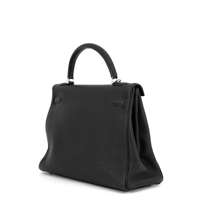 エルメス ハンドバッグ ケリー32 内縫い ブラック/シルバー金具 トゴ □F刻印 2wayショルダー 黒