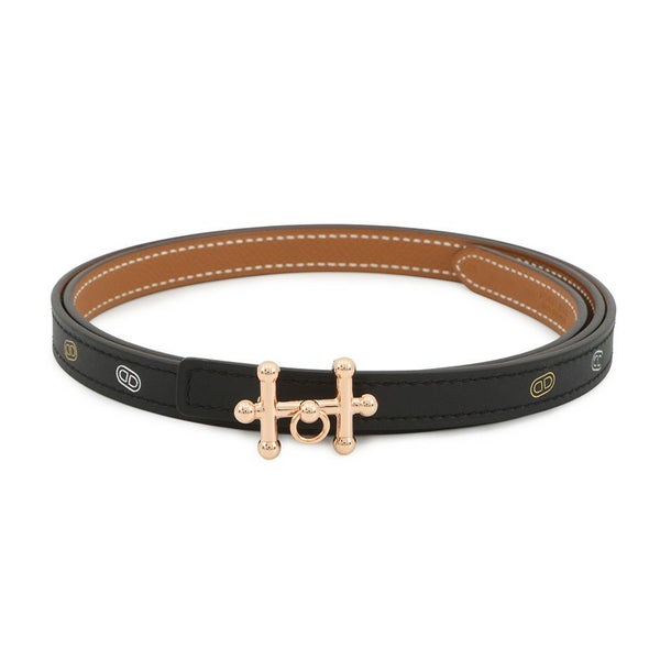 エルメス ベルト ギャロパン シュール・メール ブラック/ゴールド/ピンクゴールド金具 W刻印 サイズ90 黒