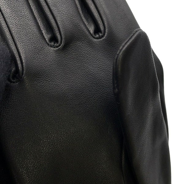 エルメス グローブ ケリー カデナチャーム ラムスキン レディースサイズ7 1/2 HERMES イニシャル入り 手袋 黒