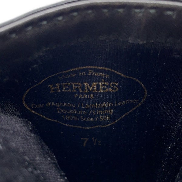 エルメス グローブ ケリー カデナチャーム ラムスキン レディースサイズ7 1/2 HERMES イニシャル入り 手袋 黒