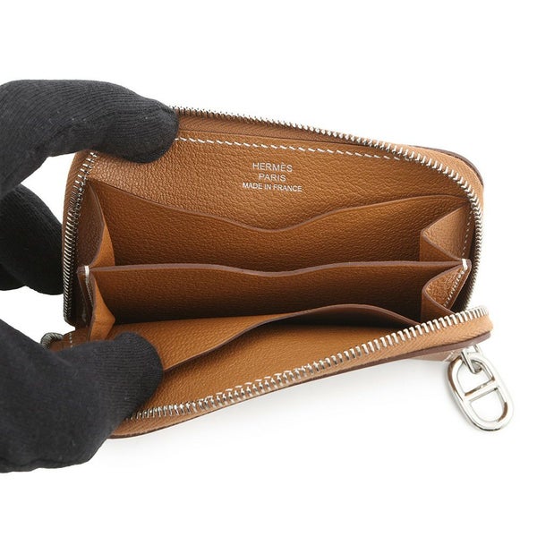 エルメス カードケース ジップ アン ゴー ゴールド/シルバー金具 エバーカラー K刻印 HERMES 定期入れ