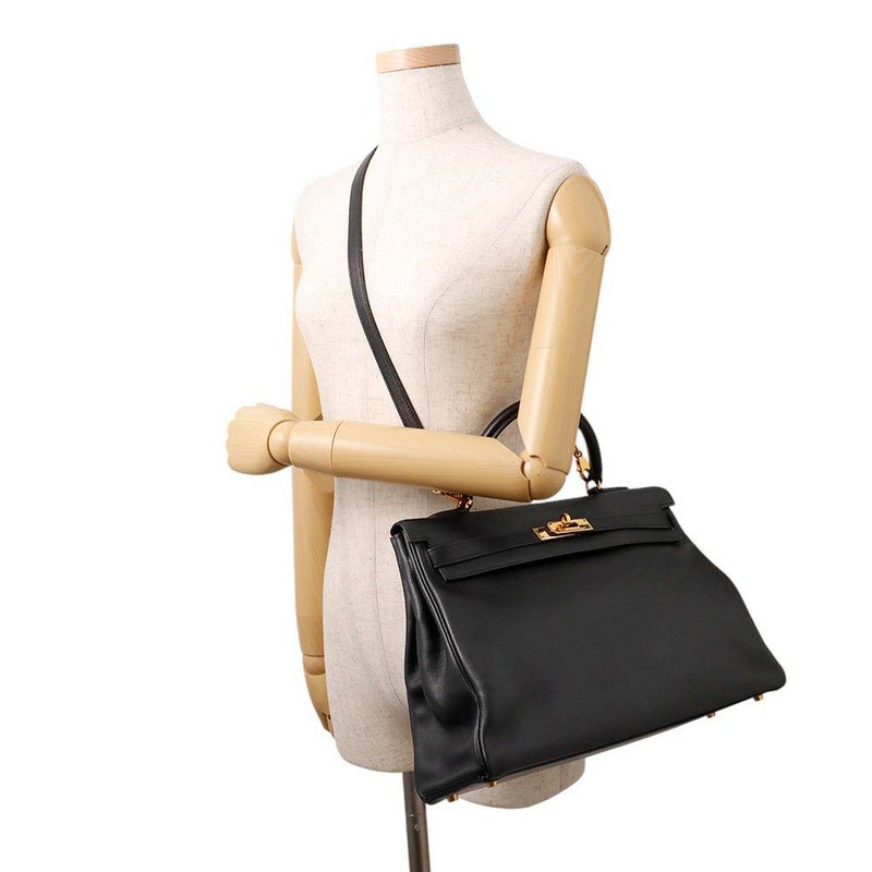 エルメス ハンドバッグ ケリー35 内縫い ブラック/ゴールド金具 ヴォーガリバー Z刻印 HERMES 2wayショルダー 黒