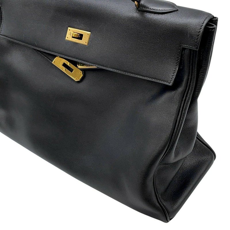 エルメス ハンドバッグ ケリー35 内縫い ブラック/ゴールド金具 ヴォーガリバー Z刻印 HERMES 2wayショルダー 黒