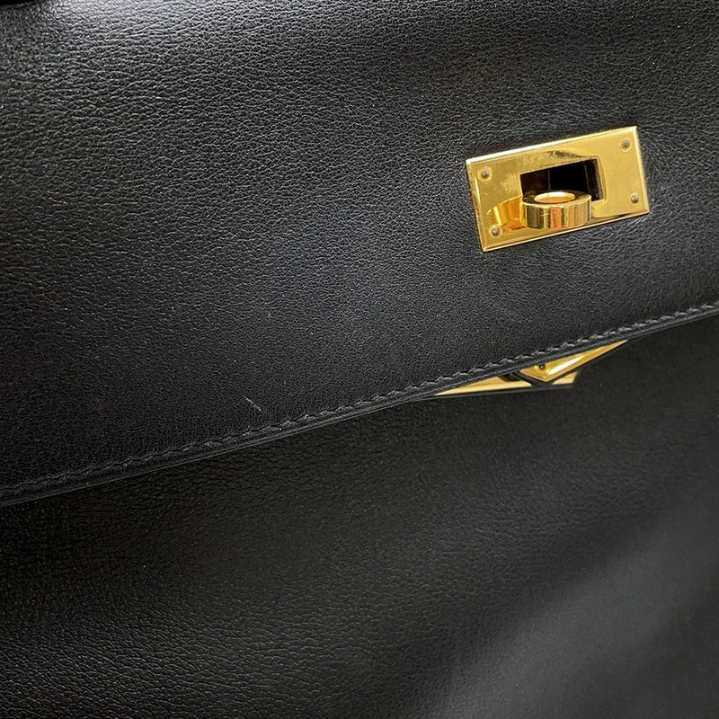 エルメス ハンドバッグ ケリー35 内縫い ブラック/ゴールド金具 ヴォーガリバー Z刻印 HERMES 2wayショルダー 黒
