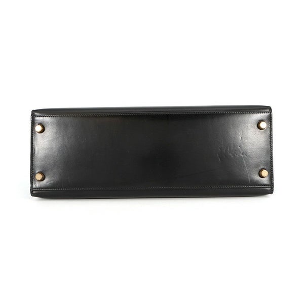 エルメス ハンドバッグ ケリー32 外縫い ブラック/ゴールド金具 ボックスカーフ 〇W刻印 2wayショルダー 黒