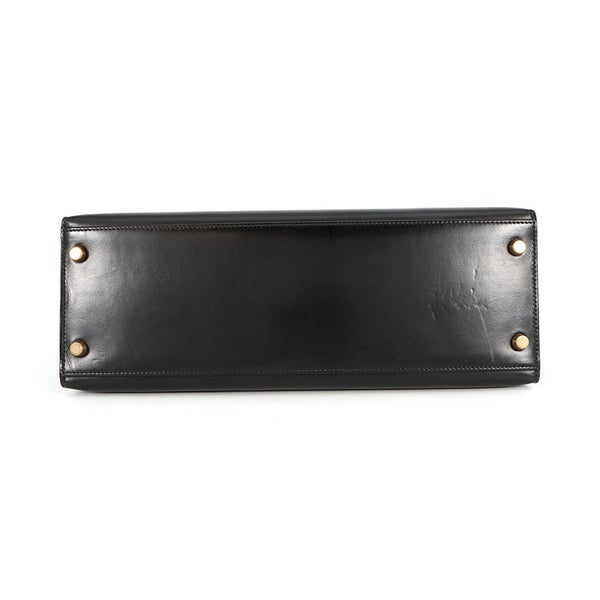 エルメス ハンドバッグ ケリー32 外縫い ブラック/ゴールド金具 ボックスカーフ 〇W刻印 2wayショルダー 黒
