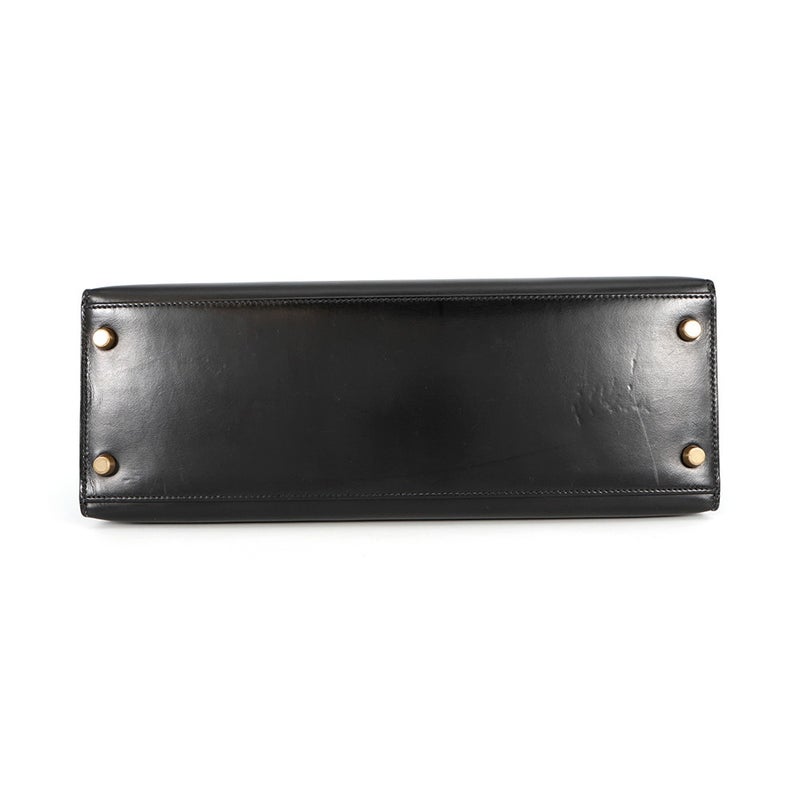 エルメス ハンドバッグ ケリー32 外縫い ブラック/ゴールド金具 ボックスカーフ 〇W刻印 2wayショルダー 黒