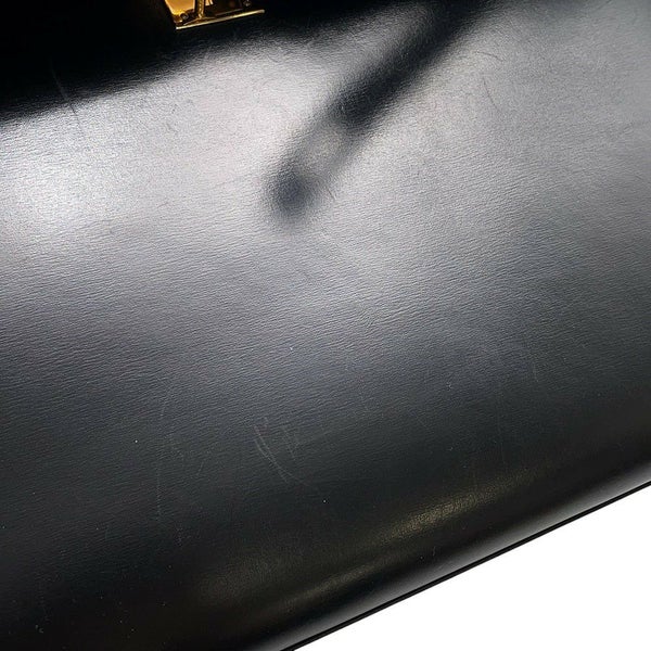 エルメス ハンドバッグ ケリー32 外縫い ブラック/ゴールド金具 ボックスカーフ 〇W刻印 2wayショルダー 黒