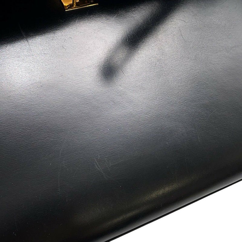 エルメス ハンドバッグ ケリー32 外縫い ブラック/ゴールド金具 ボックスカーフ 〇W刻印 2wayショルダー 黒