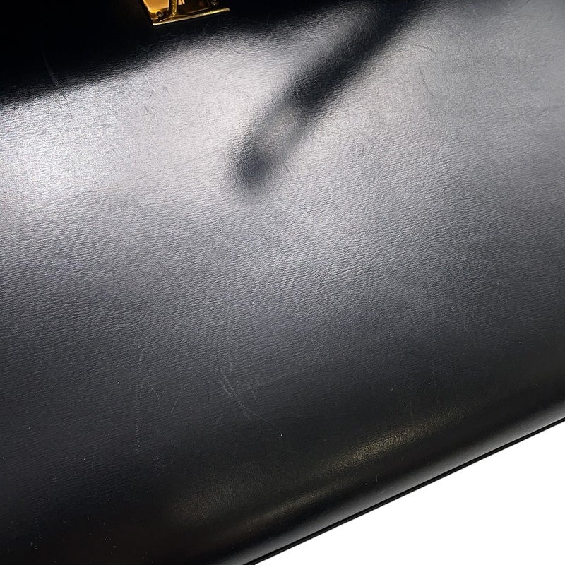 エルメス ハンドバッグ ケリー32 外縫い ブラック/ゴールド金具 ボックスカーフ 〇W刻印 2wayショルダー 黒