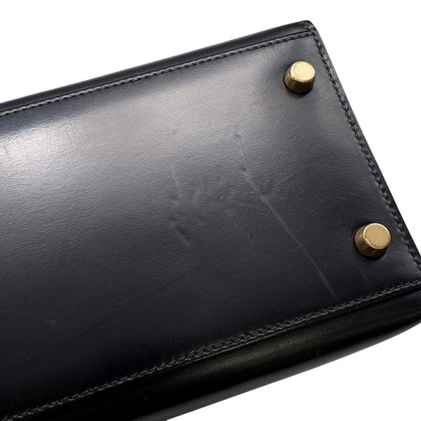 エルメス ハンドバッグ ケリー32 外縫い ブラック/ゴールド金具 ボックスカーフ 〇W刻印 2wayショルダー 黒