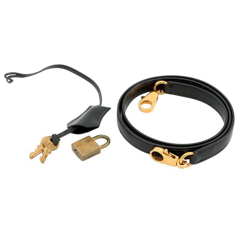 エルメス ハンドバッグ ケリー32 外縫い ブラック/ゴールド金具 ボックスカーフ 〇W刻印 2wayショルダー 黒