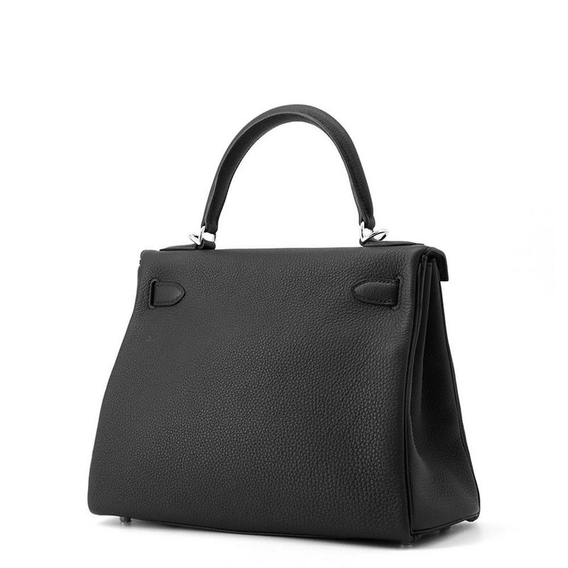 エルメス ハンドバッグ ケリー28 内縫い ブラック/シルバー金具 トゴ K刻印 2wayショルダー 黒