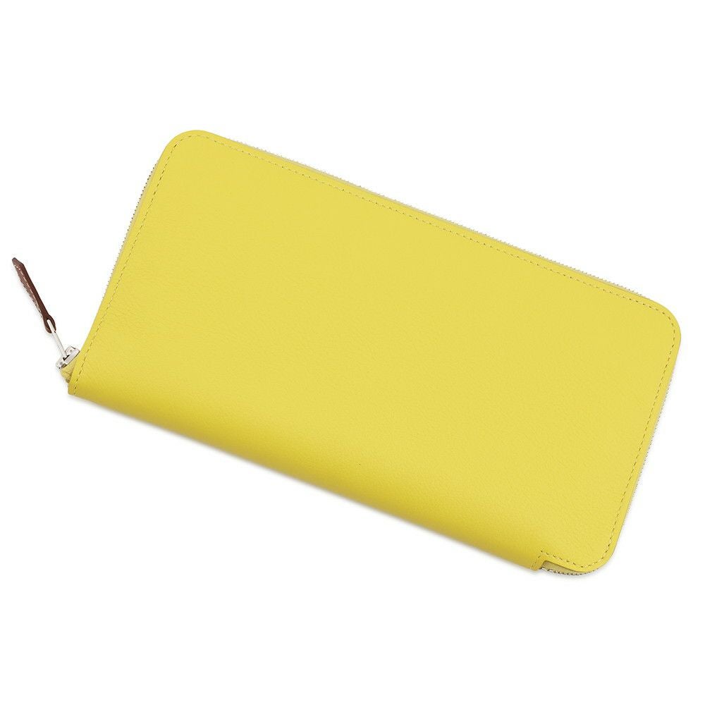 エルメス 長財布 アザップロング シルクイン ライム/シルバー金具