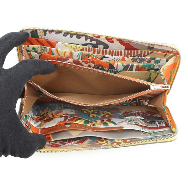 エルメス 長財布 アザップロング シルクイン ライム/シルバー金具 エバーカラー W刻印 財布