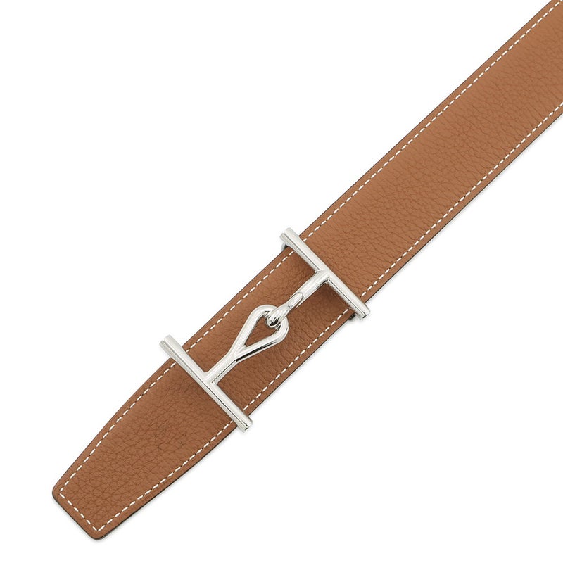 エルメス ベルト ジャンボ ブラック/ゴールド/シルバー金具 ボックスカーフ/トゴ W刻印 サイズ80 メンズ リバーシブル 黒